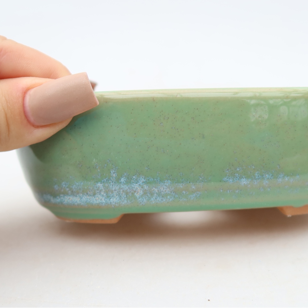 Ceramiczna miska do bonsai 13 x 8,5 x 4 cm, kolor zielony