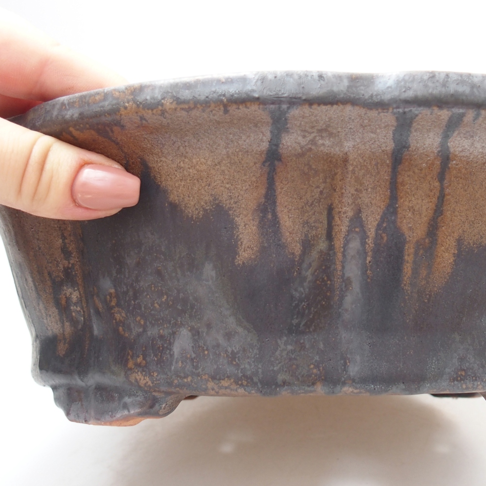 Ceramiczna miska do bonsai 26,5 x 26,5 x 8 cm, brązowa