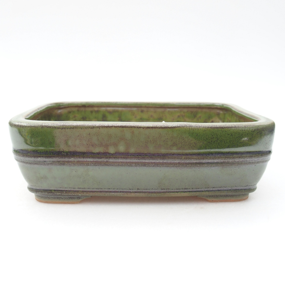 Ceramiczna miska bonsai 16,5 x 12 x 5 cm, kolor zielony