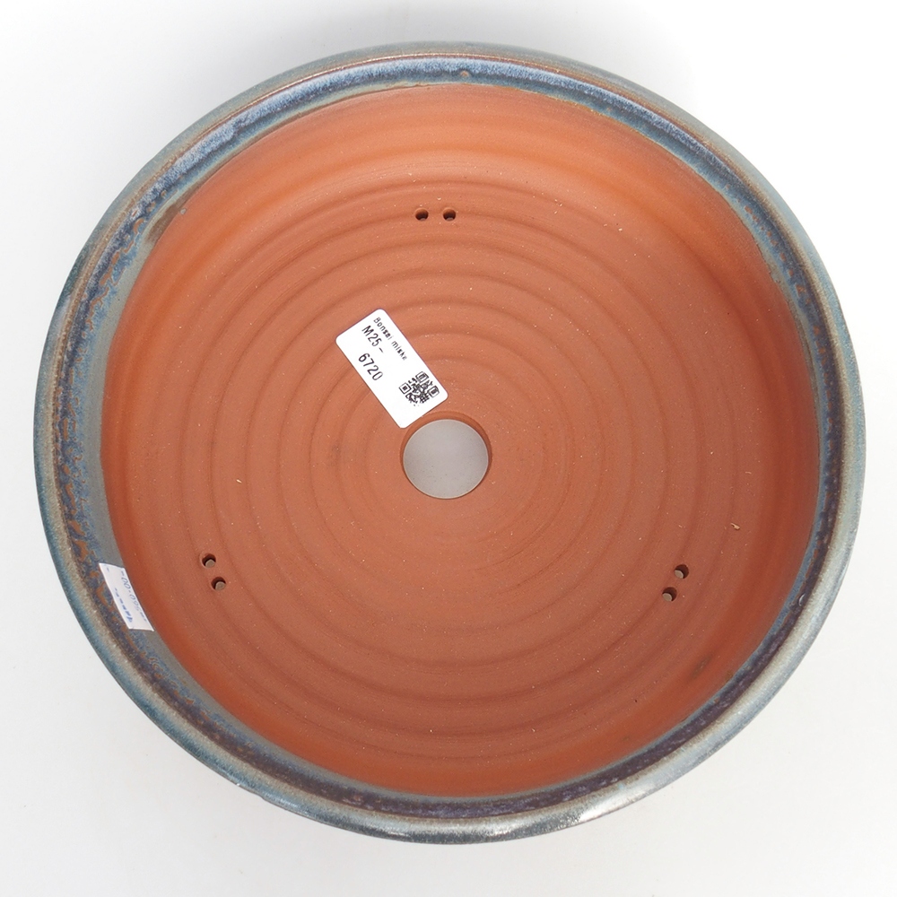 Ceramiczna miska do bonsai 25,5 x 25,5 x 6,5 cm, kolor niebieski