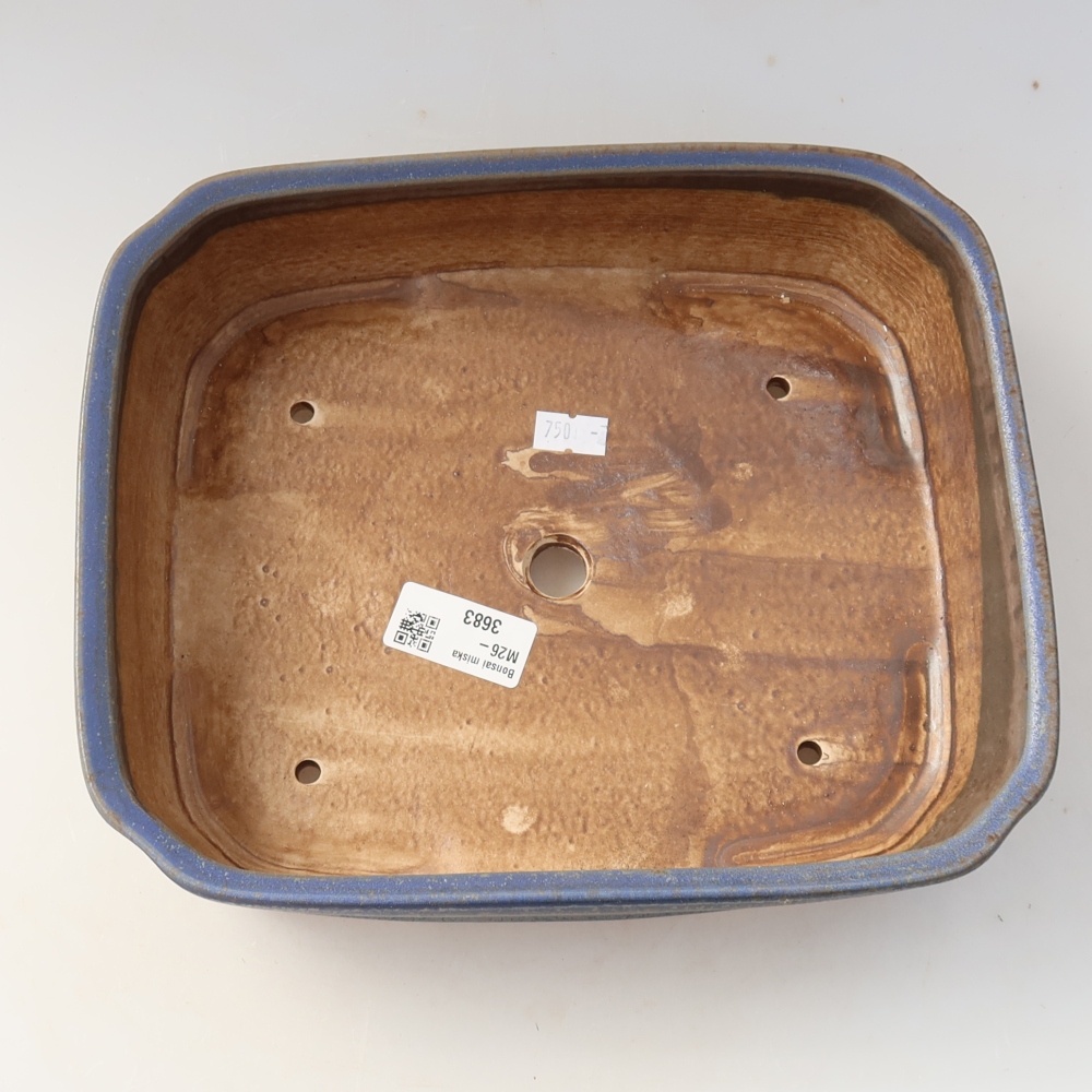 Ceramiczna miska do bonsai 25 x 21 x 6,5 cm, kolor niebieski
