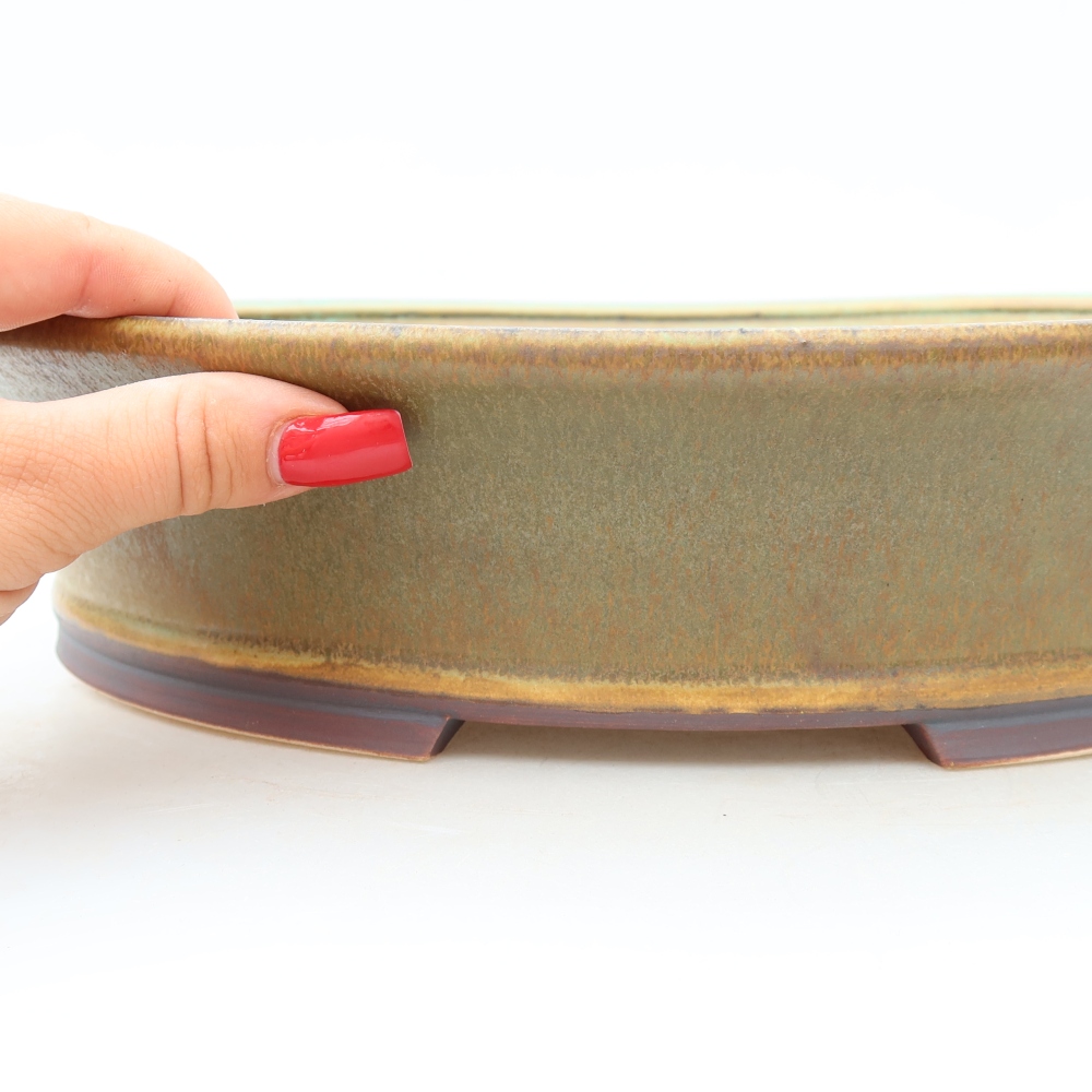 Ceramiczna miska do bonsai 26,5 x 24 x 5,5 cm, zielona