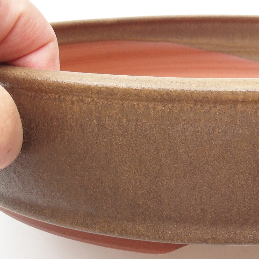 Ceramiczna miska bonsai 25,5 x 25,5 x 5,5 cm, kolor brązowy