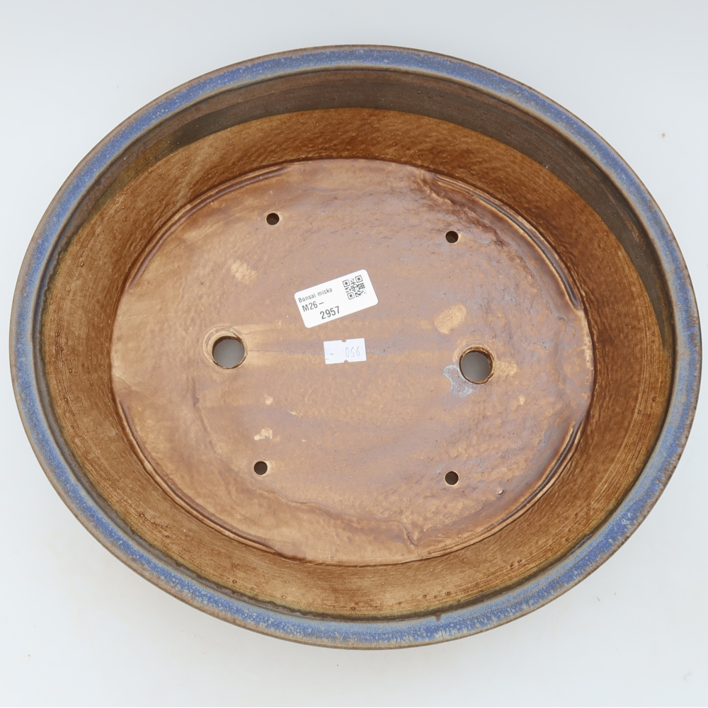 Ceramiczna miska do bonsai 26,5 x 24 x 5,5 cm, kolor niebieski