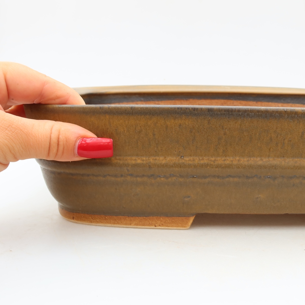 Ceramiczna miska na bonsai 30 x 24,5 x 7,5 cm, kolor brązowy