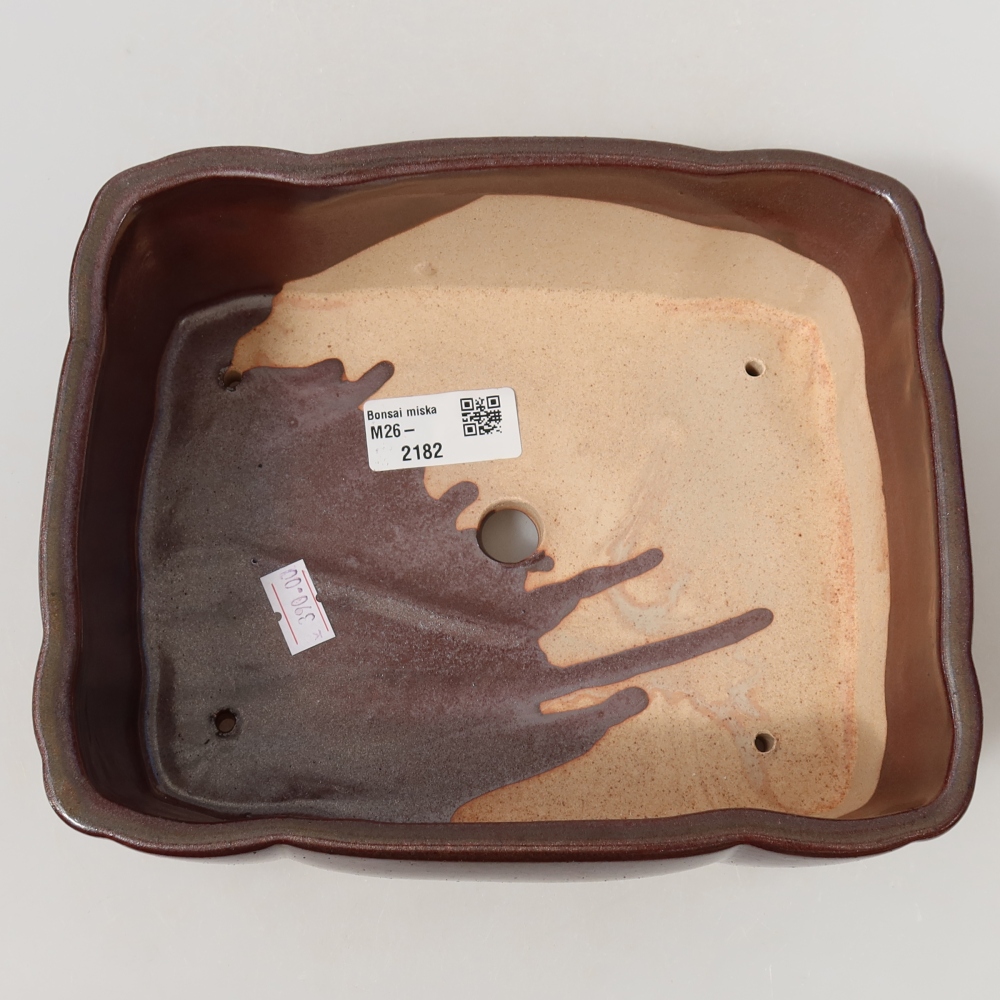 Ceramiczna miska do bonsai 20,5 x 17,5 x 7 cm, kolor brązowy