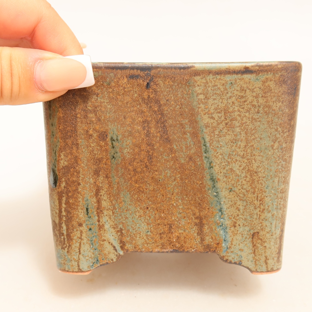 Ceramiczna miska do bonsai 10 x 10 x 8,5 cm, kolor brązowy