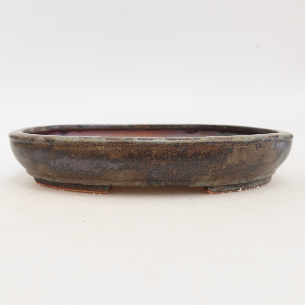 Ceramiczna miska na bonsai 24,5 x 20 x 4 cm, brązowa