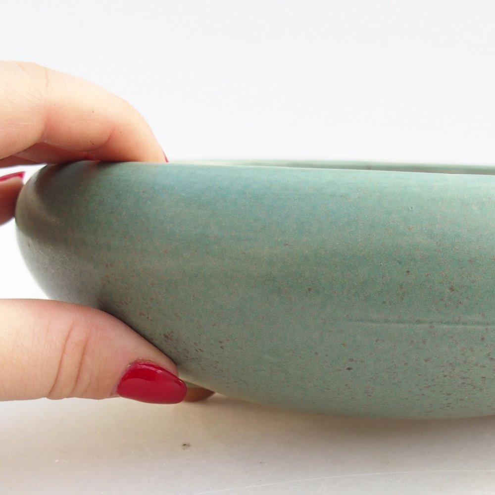 Ceramiczna miska na bonsai 21 x 21 x 7,5 cm, zielona