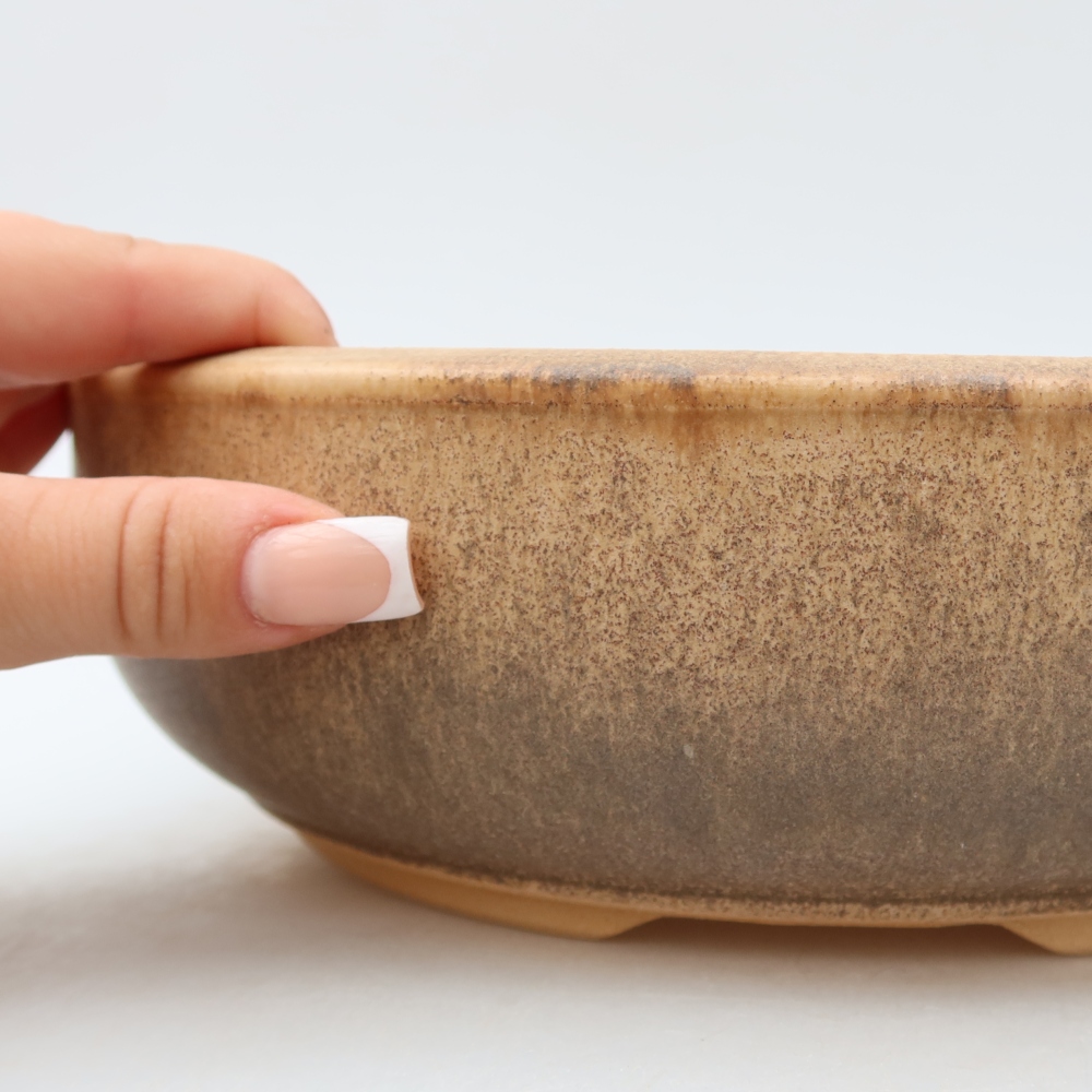 Ceramiczna doniczka do bonsai 26 x 26 x 7,5 cm, kolor brązowy
