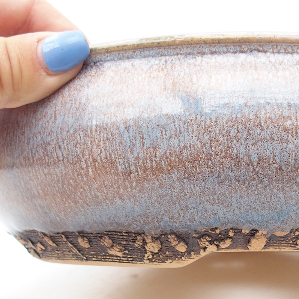 Ceramiczna miska bonsai 22 x 22 x 7 cm, kolor niebieski