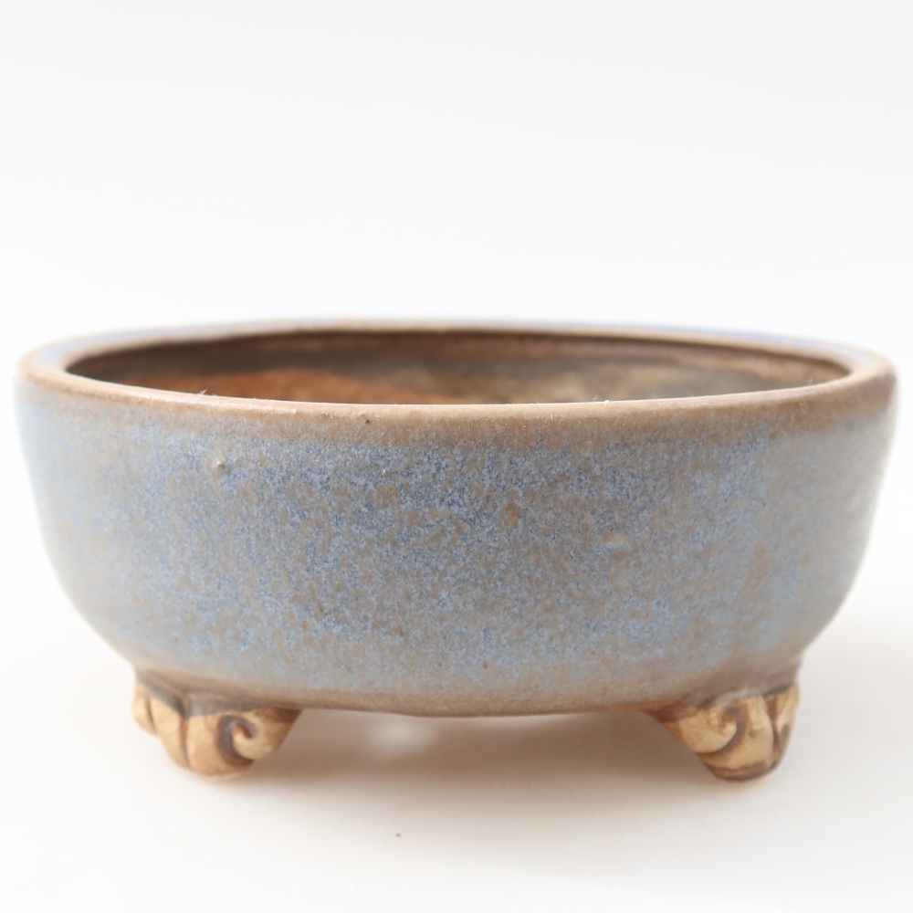 Ceramiczna miseczka do bonsai 10,5 x 10,5 x 4 cm, kolor niebieski