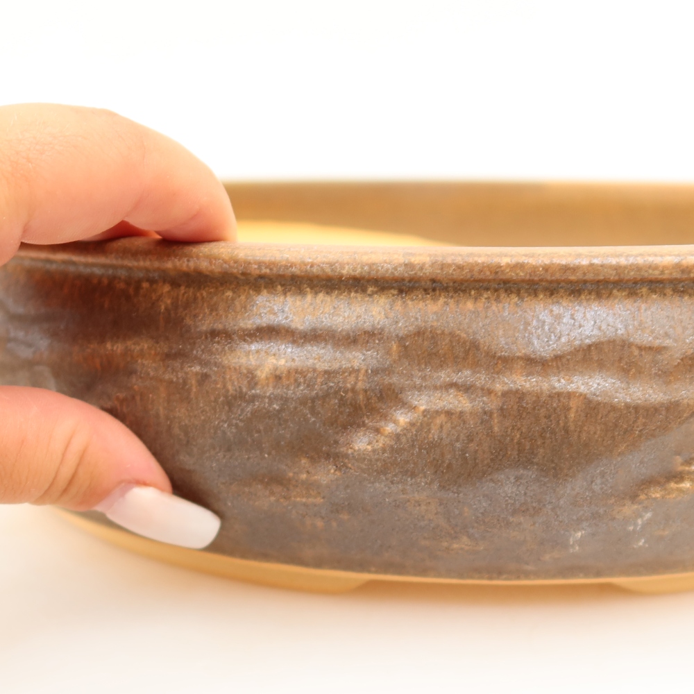 Ceramiczna miska do bonsai 31 x 31 x 7,5 cm, kolor brązowy