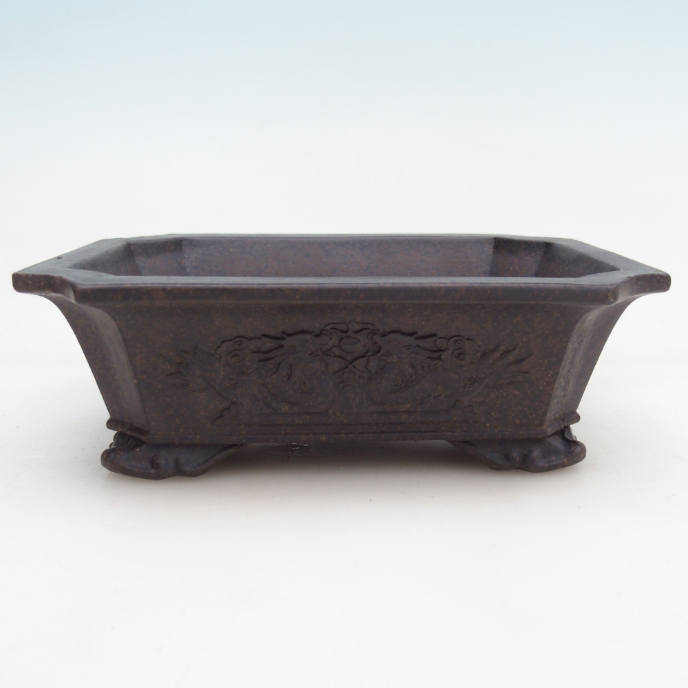 Ceramiczna miska do bonsai 16 x 12 x 5 cm, brązowawo-ochrowa