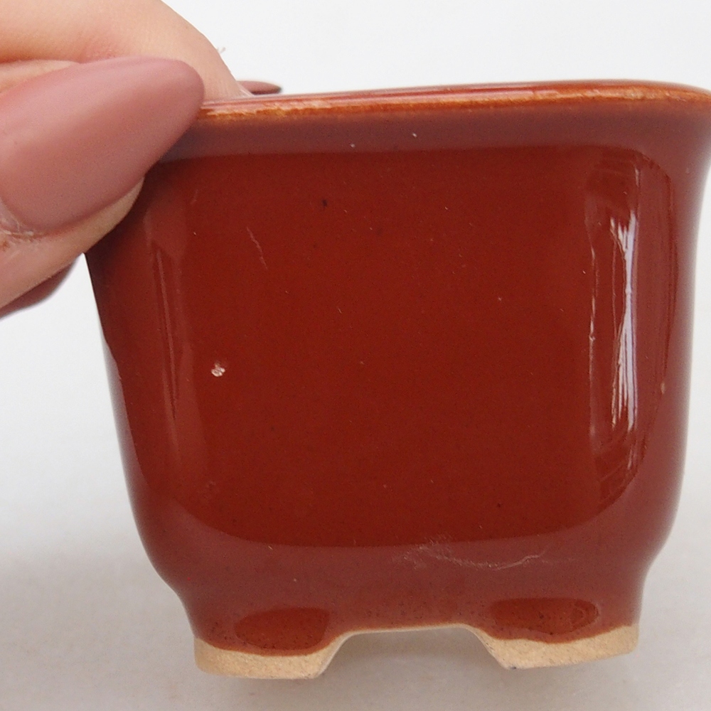 Ceramiczna miska do bonsai 6,5 x 6,5 x 4,5 cm, brązowa