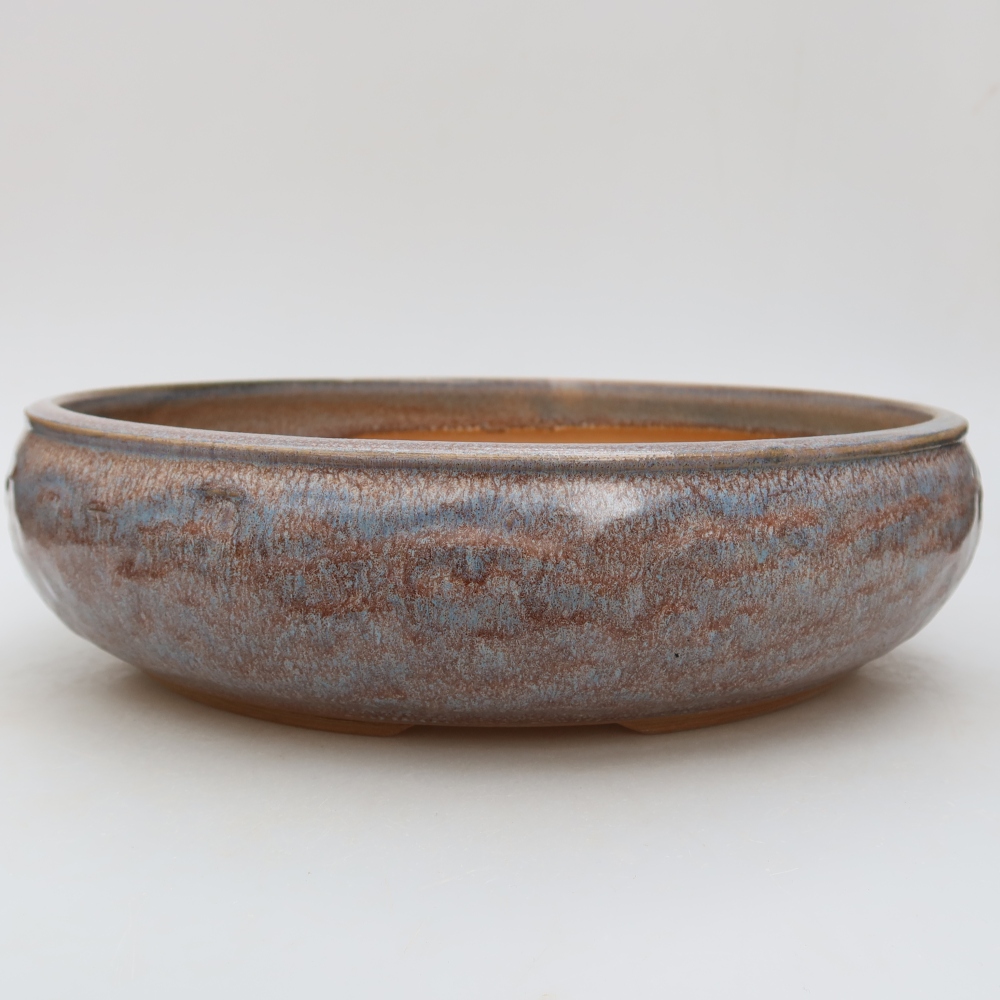 Ceramiczna doniczka do bonsai 27,5 x 27,5 x 7 cm, kolor niebieski