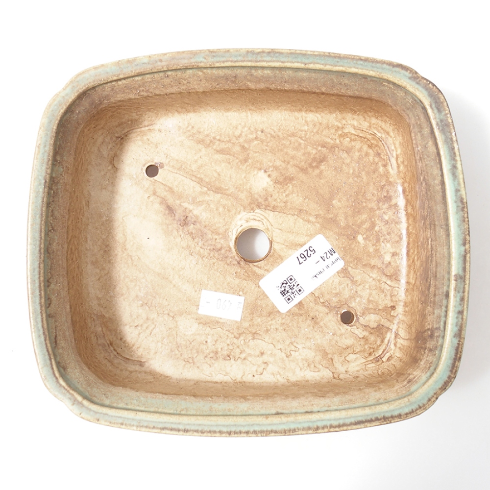 Ceramiczna miska do bonsai 19,5 x 16,5 x 6 cm, kolor zielony