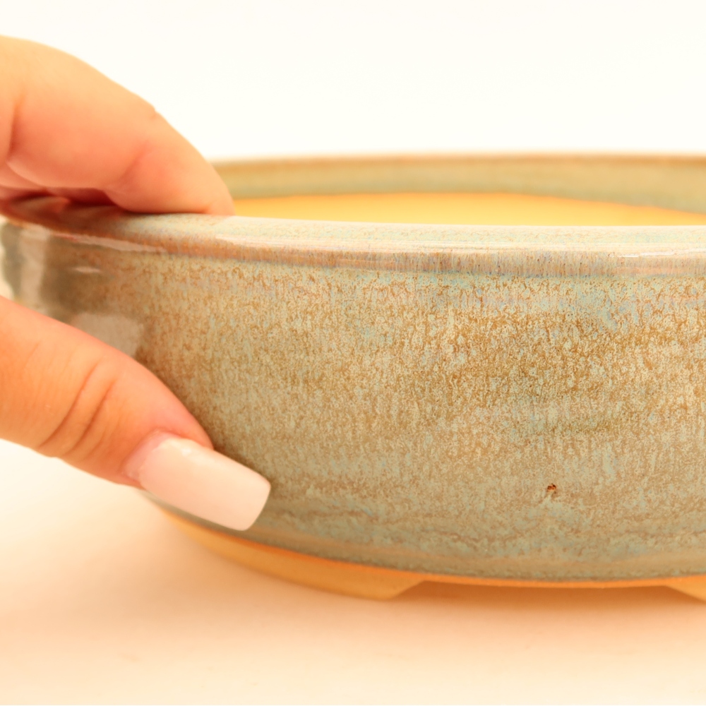 Ceramiczna miska do bonsai 26,5 x 26,5 x 7 cm, kolor zielony