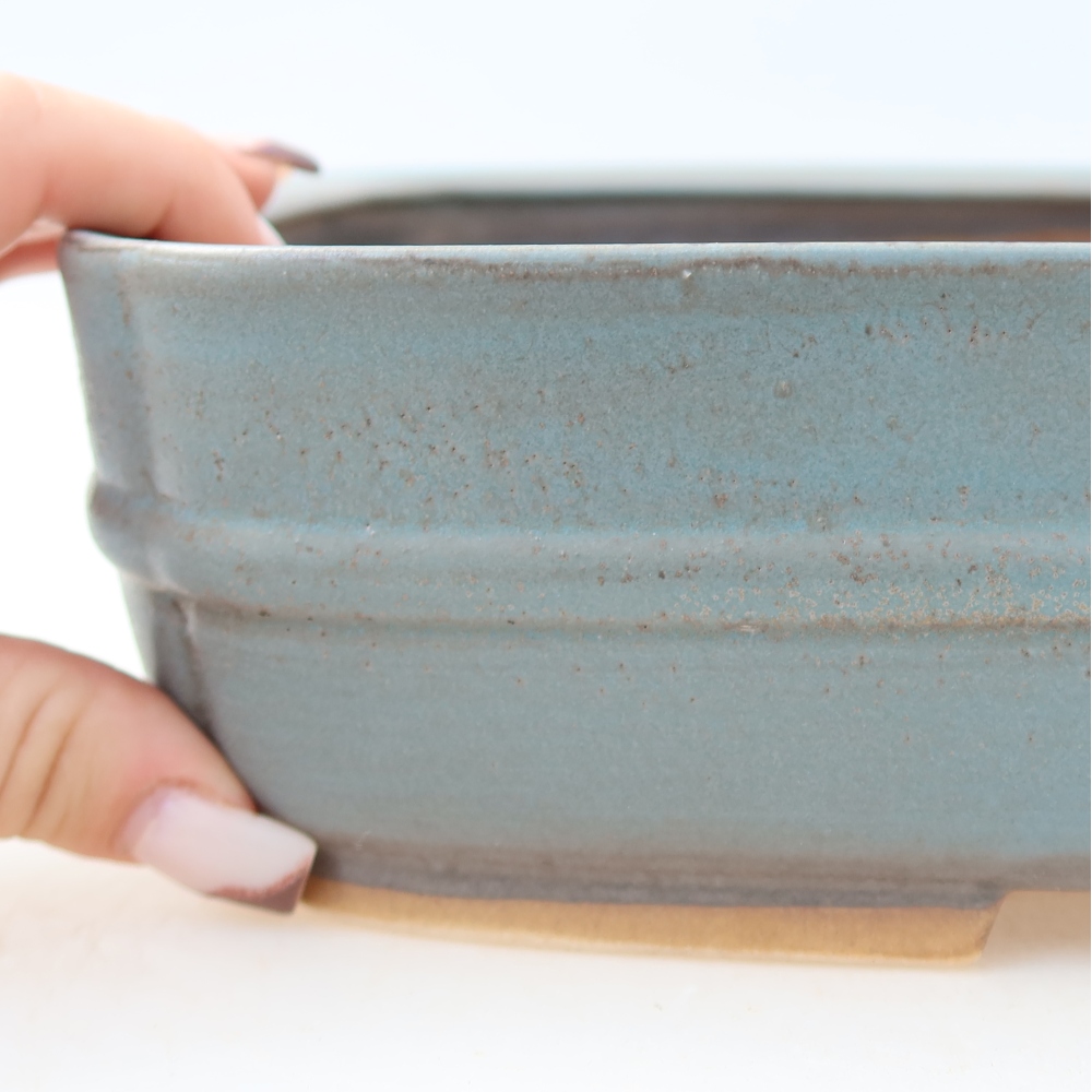 Ceramiczna miska do bonsai 29 x 23 x 7 cm, kolor niebieski