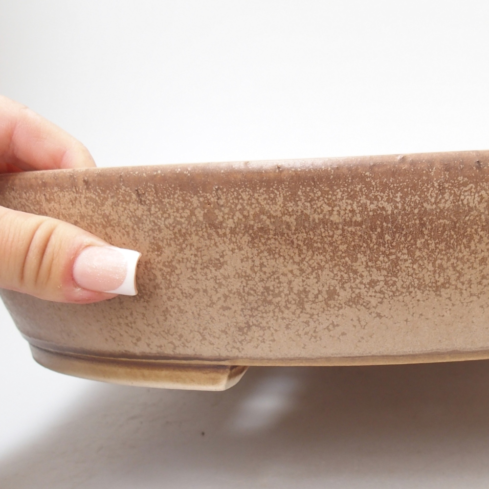 Ceramiczna miska do bonsai 31,5 x 27,5 x 6 cm, kolor beżowy