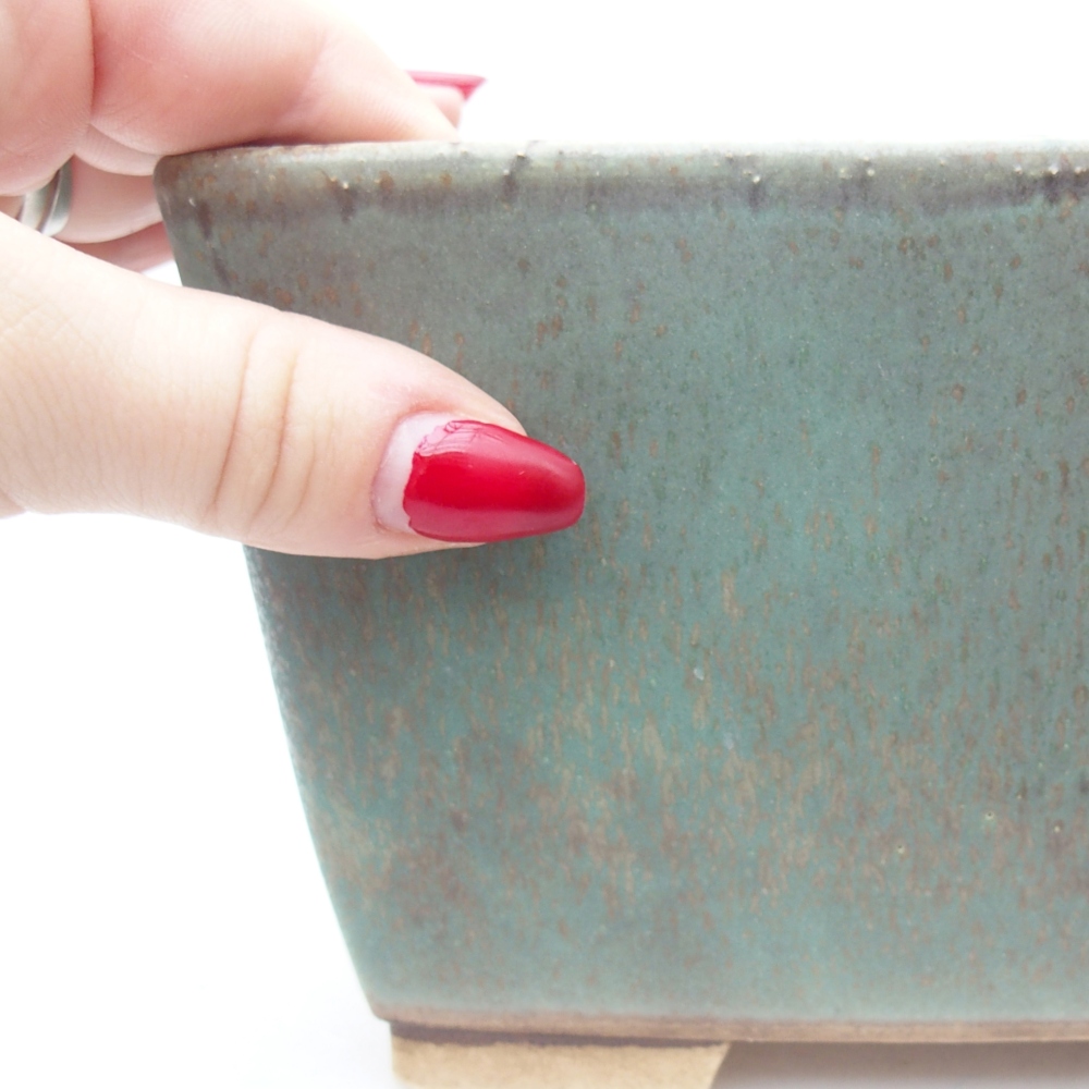 Ceramiczna miska na bonsai 16 x 16 x 10 cm, zielona