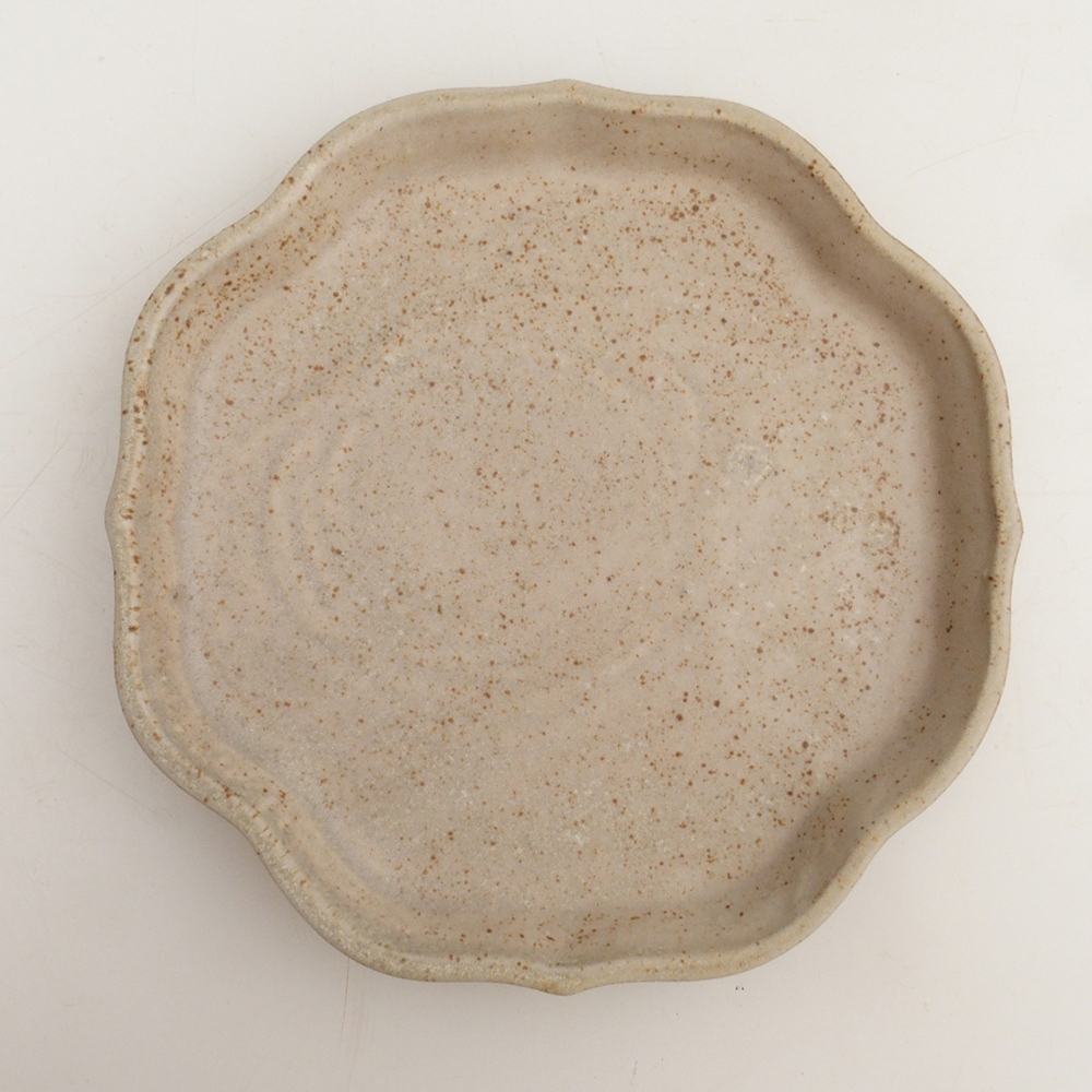 Bonsai bowl + spodek H06 - 14,5 x 14,5 x 5 cm. - beżowy