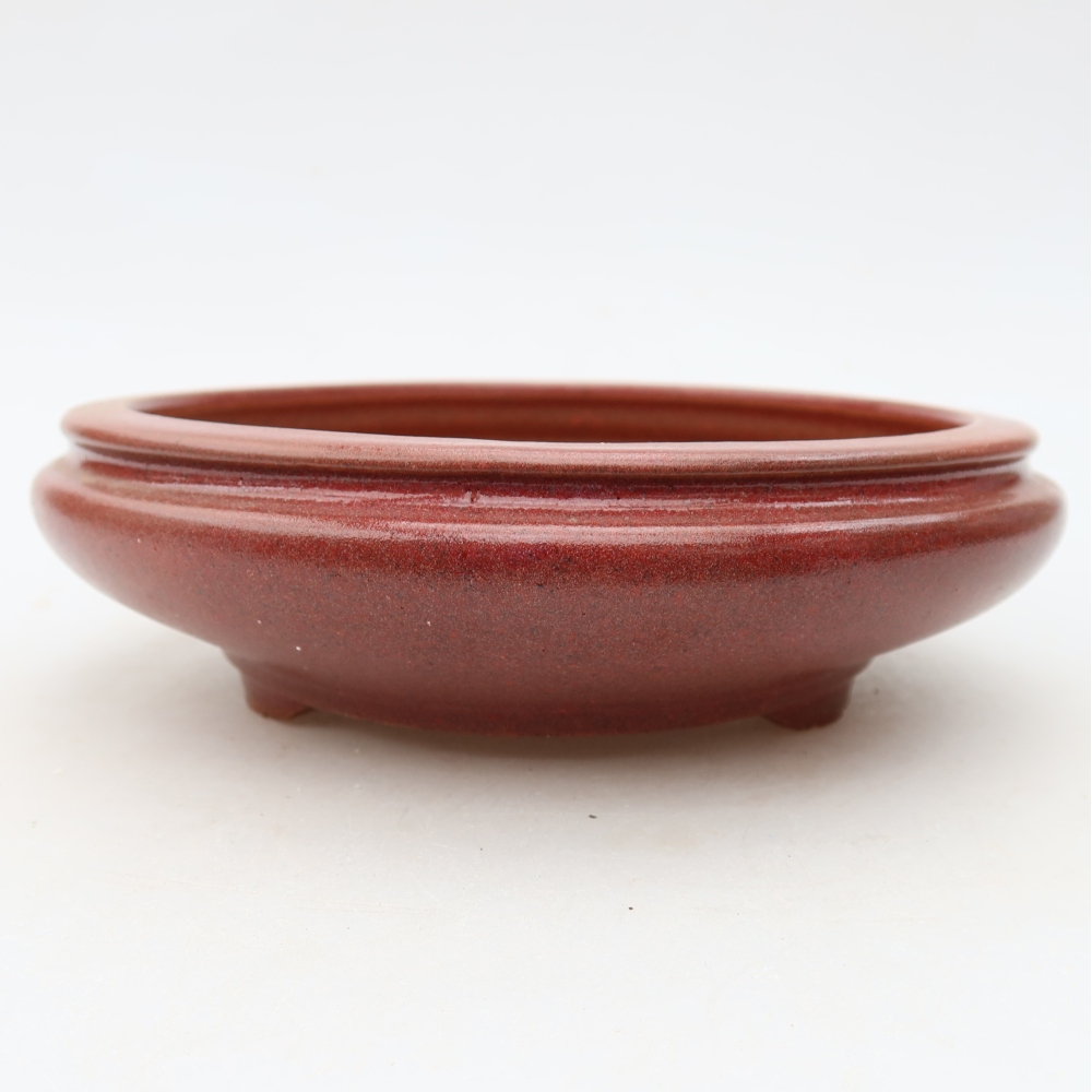 Ceramiczna miska do bonsai 15 x 15 x 5 cm, kolor bordowy