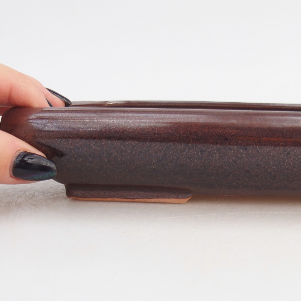 Ceramiczna miska do bonsai 24 x 17,5 x 4 cm, brązowa