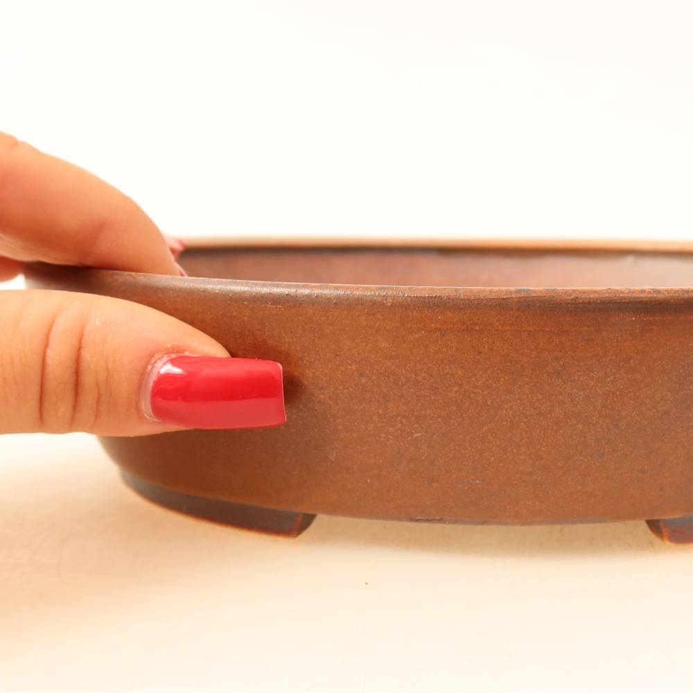 Ceramiczna miska do bonsai 18,5 x 16,5 x 4,5 cm, brązowa