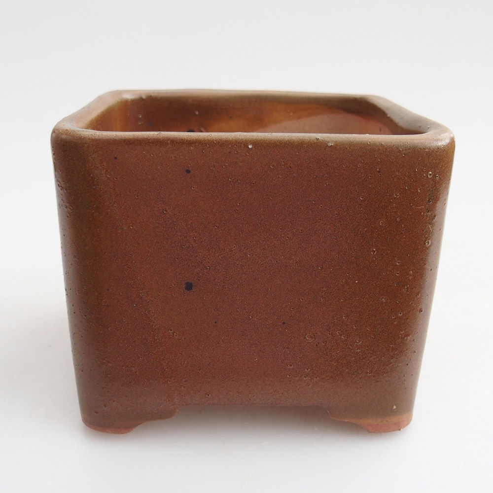 Ceramiczna miska do bonsai 10 x 10 x 8 cm, brązowa