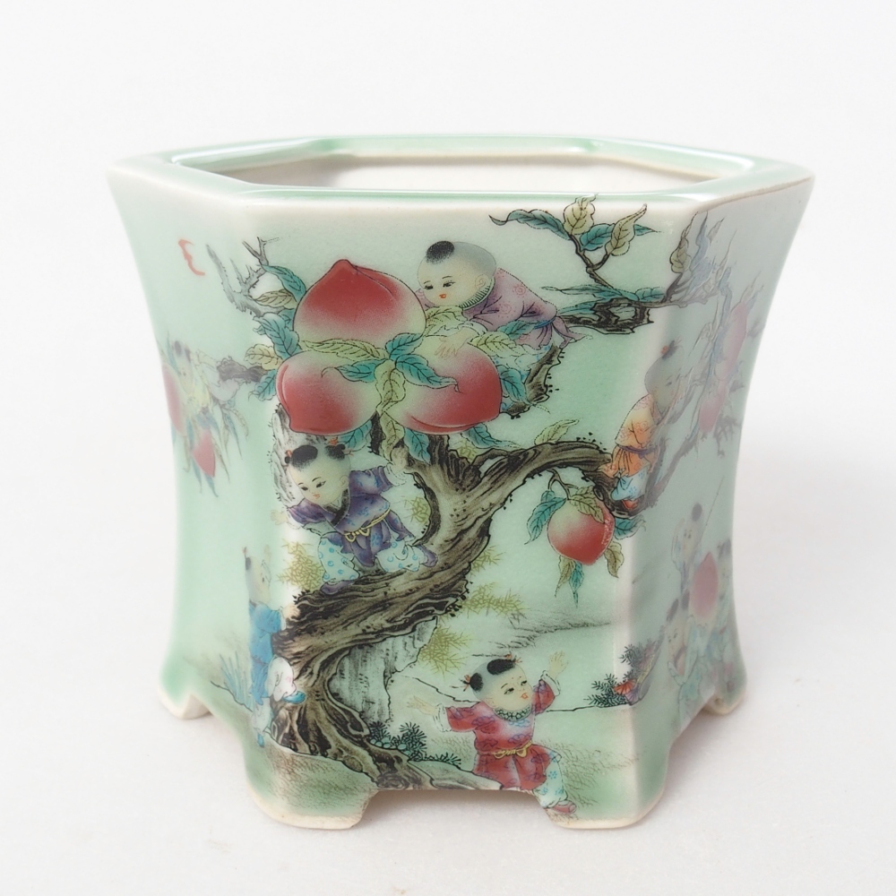 Ceramiczna miska do bonsai 10,5 x 9,5 x 8,5 cm, zielona