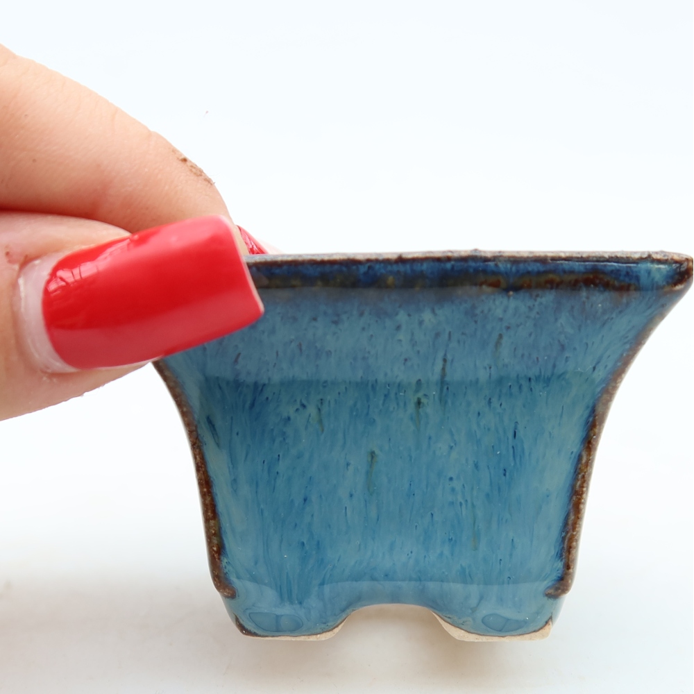 Ceramiczna miseczka do bonsai 5,5 x 5,5 x 4 cm, kolor niebieski