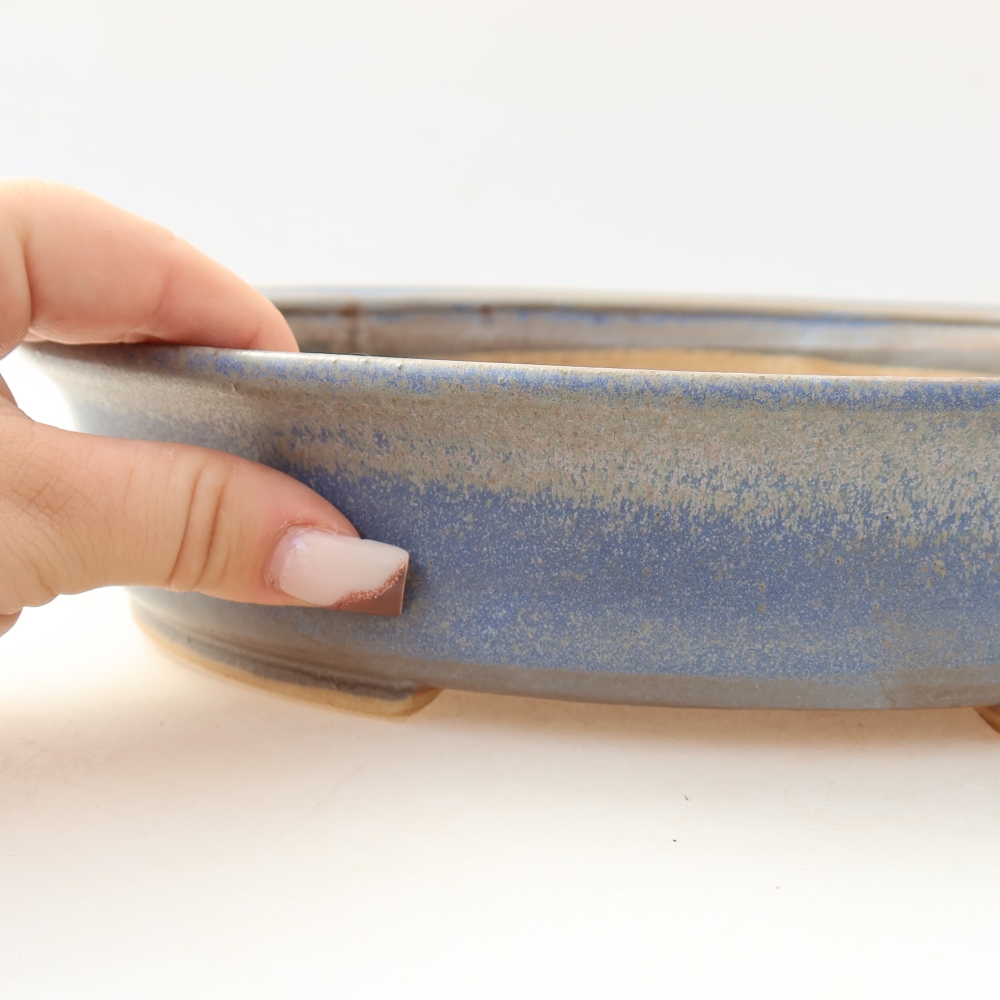 Ceramiczna miska do bonsai 26 x 24 x 6 cm, kolor niebieski
