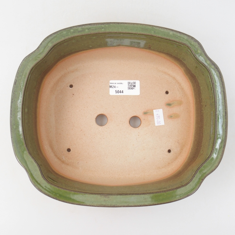 Ceramiczna miska bonsai 24,5 x 21 x 7 cm, kolor zielony