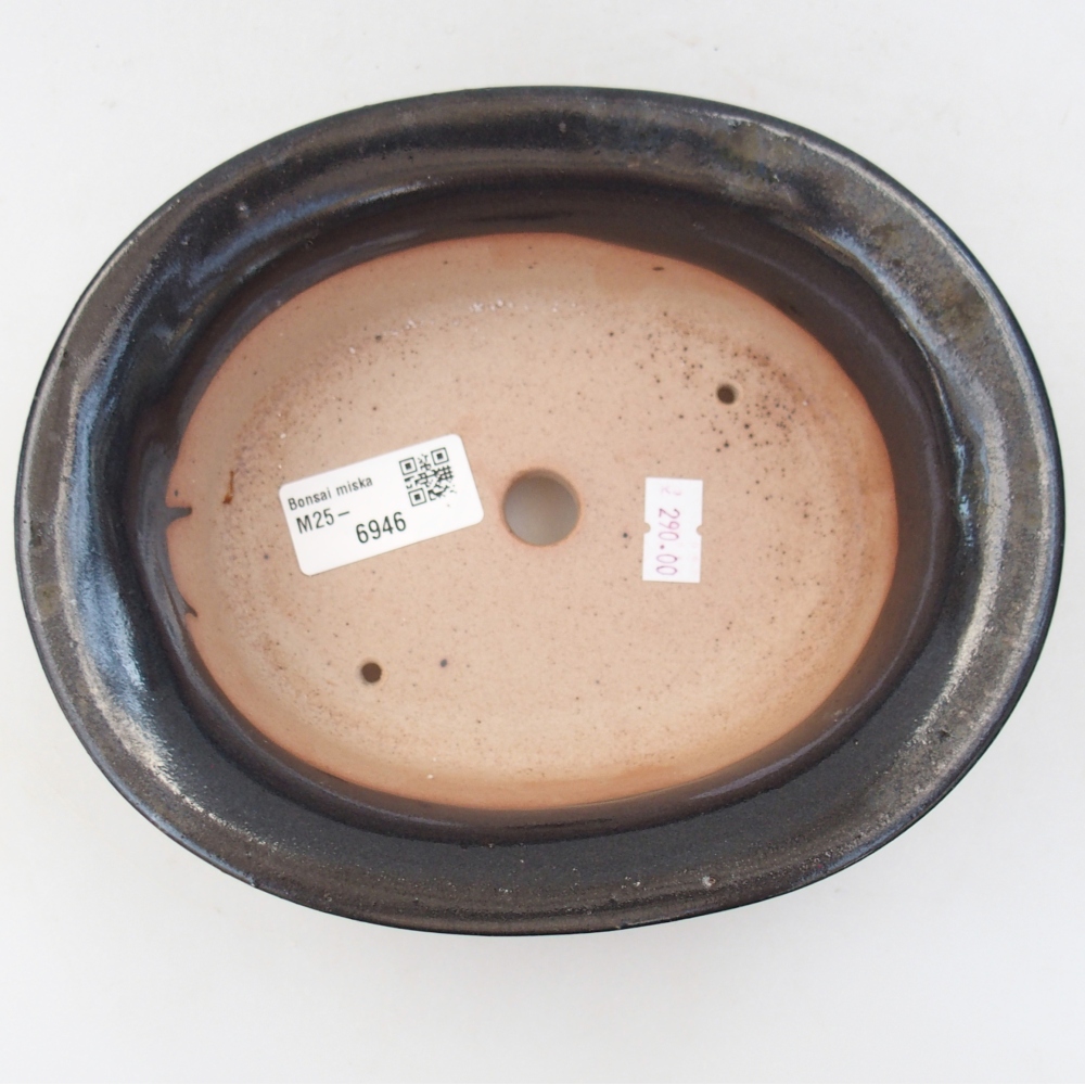 Ceramiczna miska do bonsai 19,5 x 15,5 x 6,5 cm, czarna