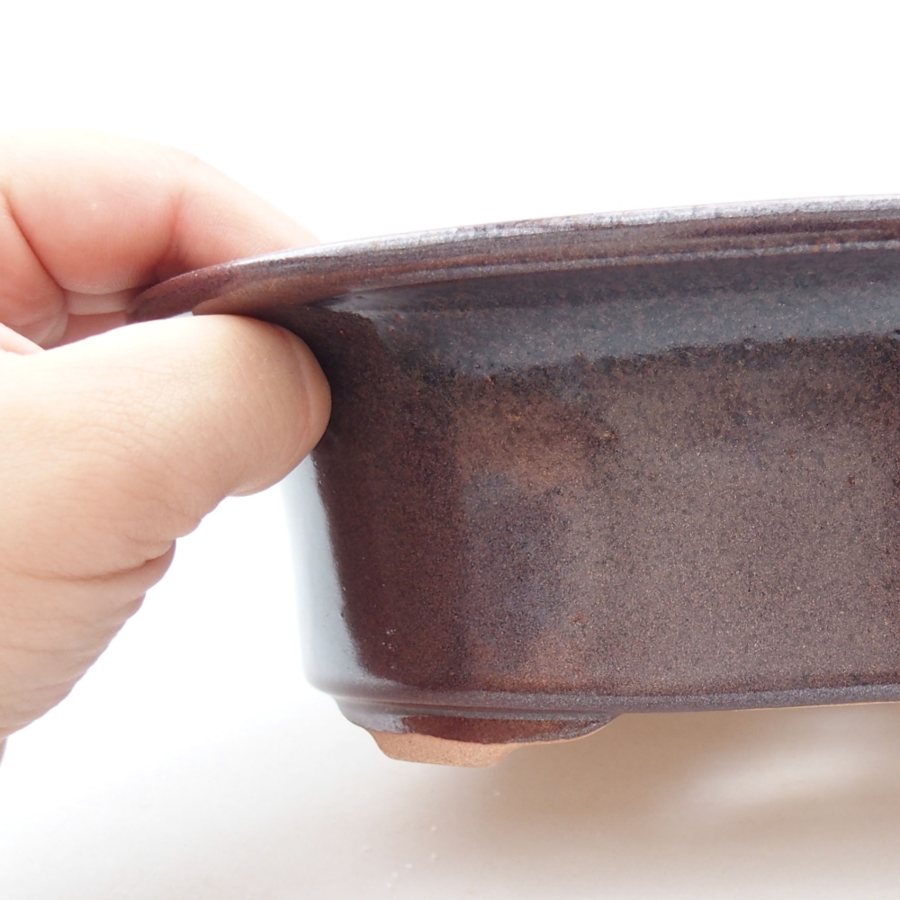 Ceramiczna miska bonsai 19,5 x 16 x 6,5 cm, kolor brązowy