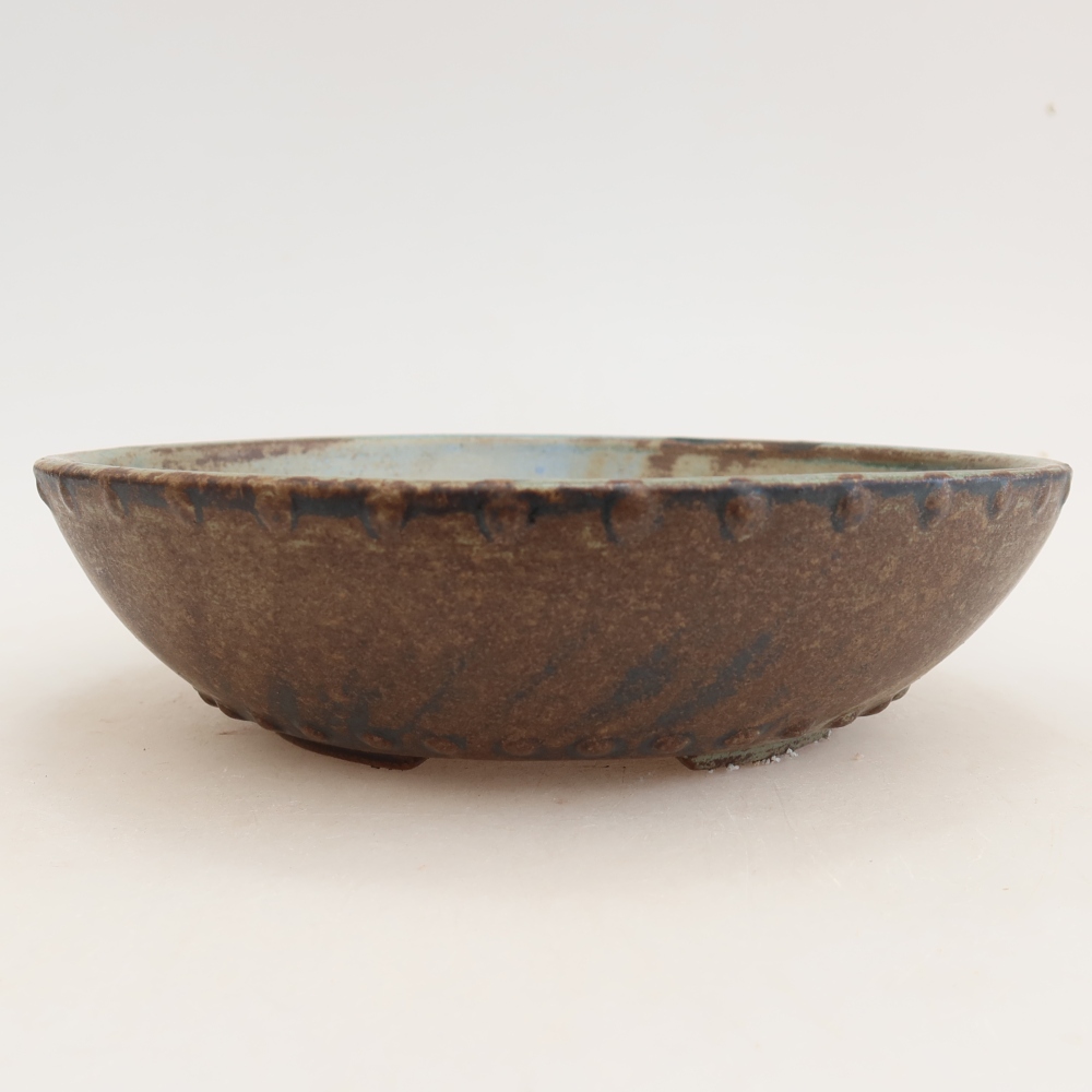 Ceramiczna miska do bonsai 17,5 x 17,5 x 4,5 cm, brązowa