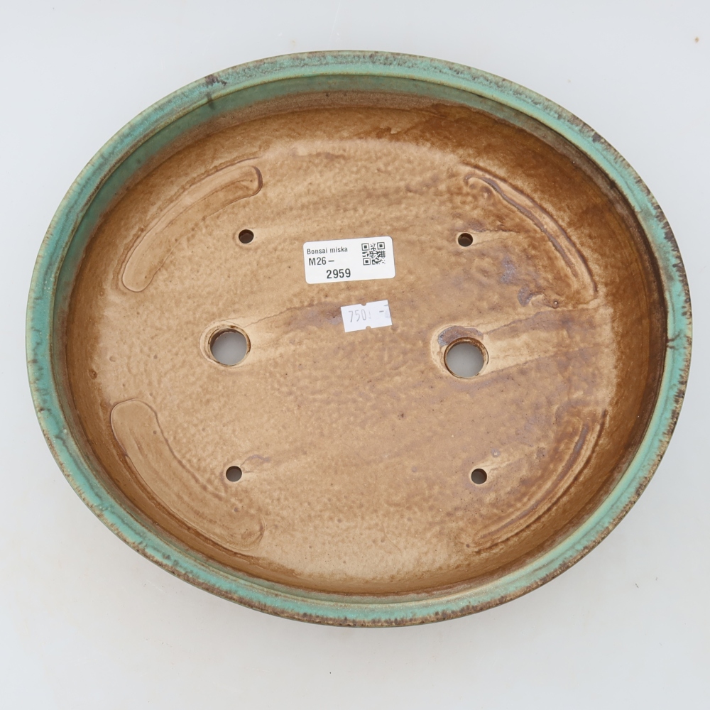 Ceramiczna miska do bonsai 27 x 24 x 5,5 cm, kolor zielony