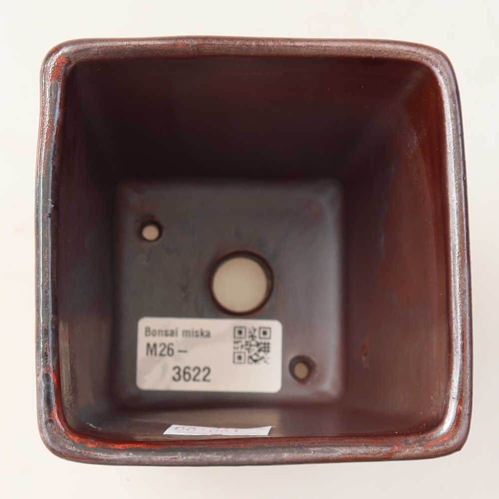 Ceramiczna miska do bonsai 9 x 9 x 11,5 cm, kolor brązowy