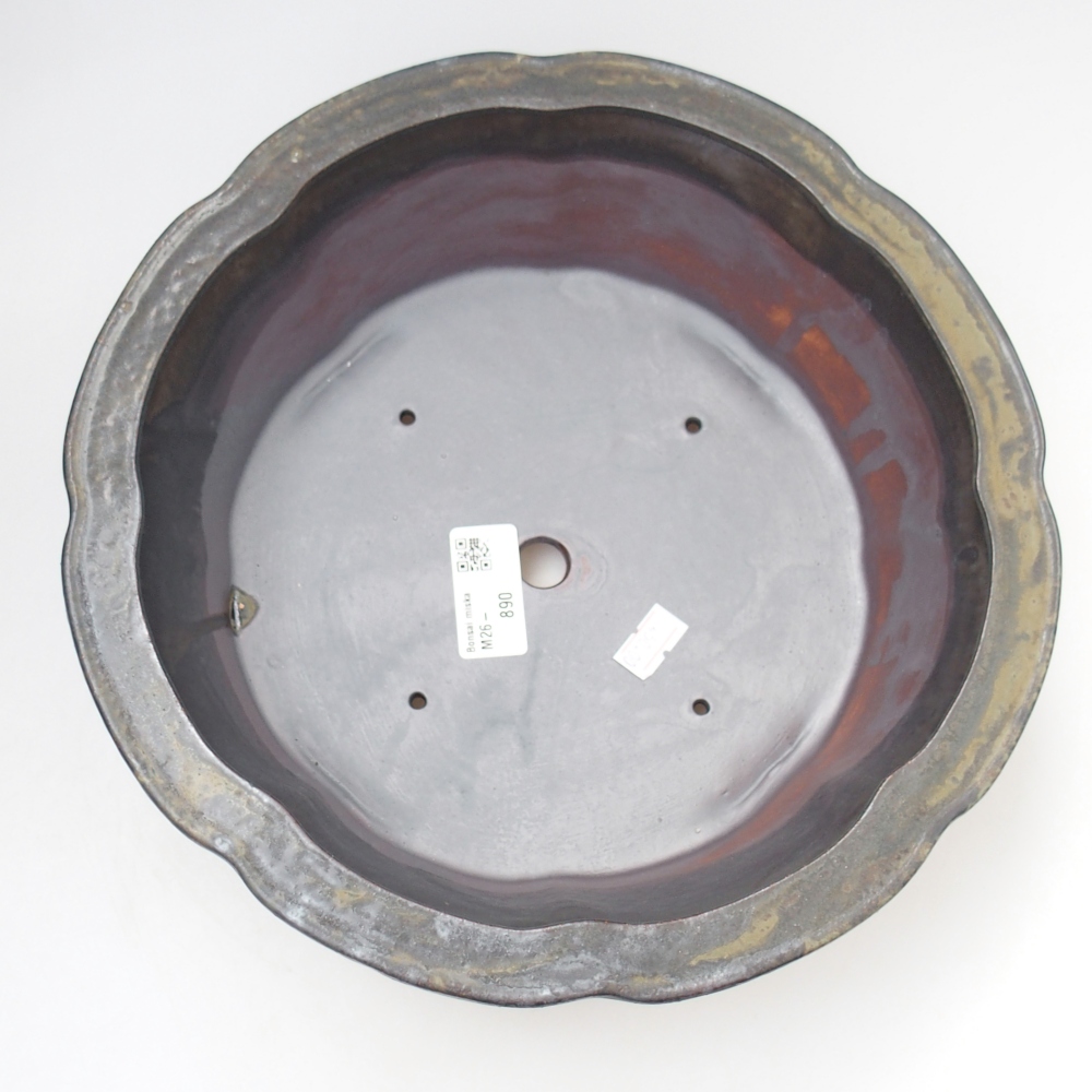 Ceramiczna miska do bonsai 26,5 x 26,5 x 8 cm, brązowa