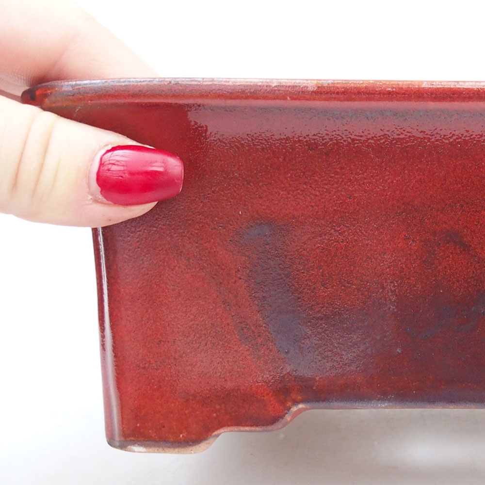 Ceramiczna miska do bonsai 18 x 14 x 7,5 cm, kolor czerwony