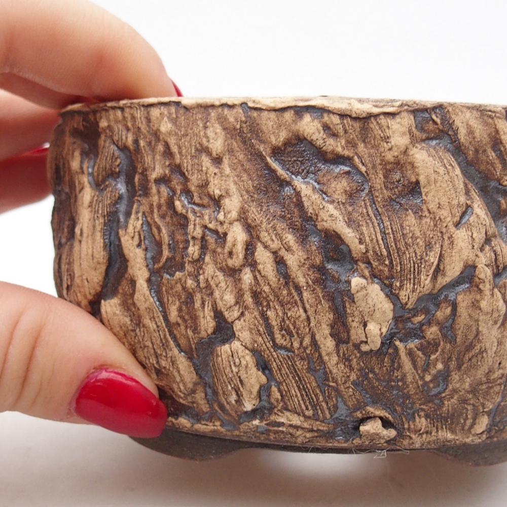 Ceramiczna miska do bonsai 10 x 10 x 6 cm, brązowa