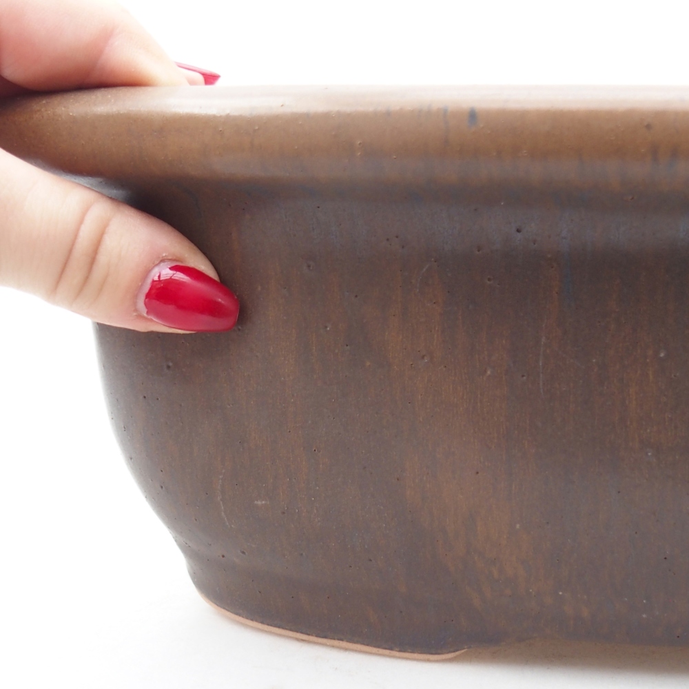 Ceramiczna miska na bonsai 30 x 25 x 10 cm, brązowa