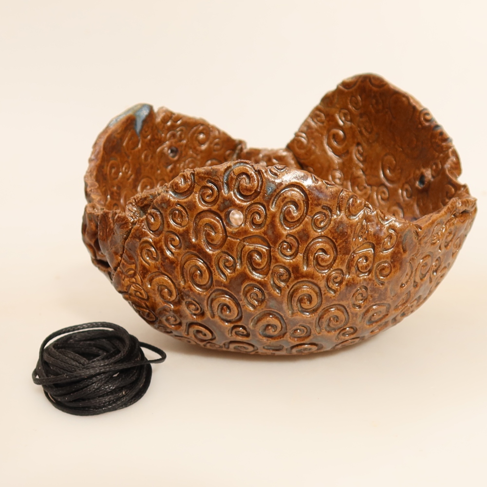 Ceramiczna skorupa do kokedamy 13 x 13 x 8 cm, kolor brązowy