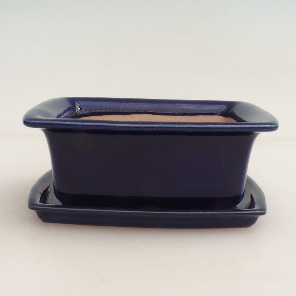 Miska bonsai + spodek H11 - 11,5 x 10 x 4 cm. - niebieski