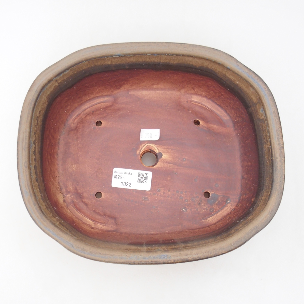 Ceramiczna miska do bonsai 25 x 21,5 x 7,5 cm, brązowa