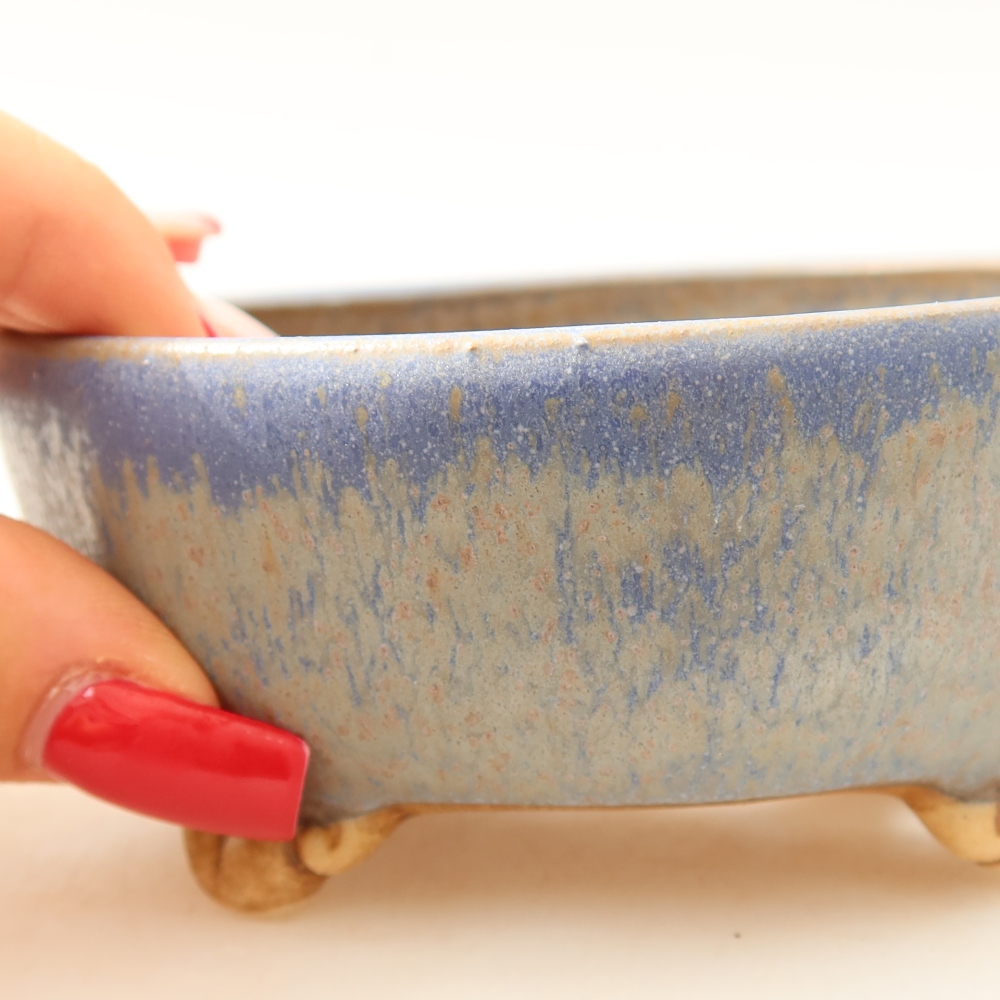Ceramiczna miseczka do bonsai 10,5 x 10,5 x 4 cm, kolor niebieski