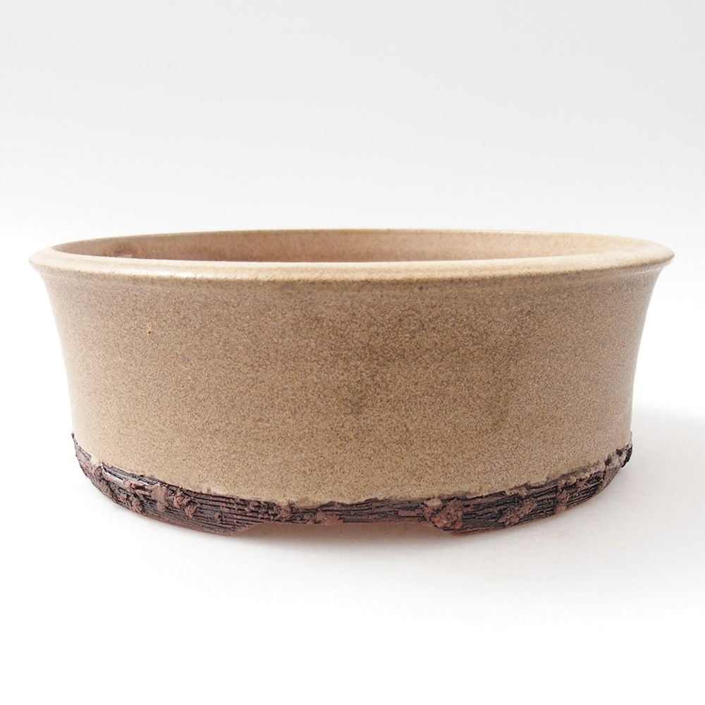 Ceramiczna miska na bonsai 17 x 17 x 6 cm, kolor beżowy
