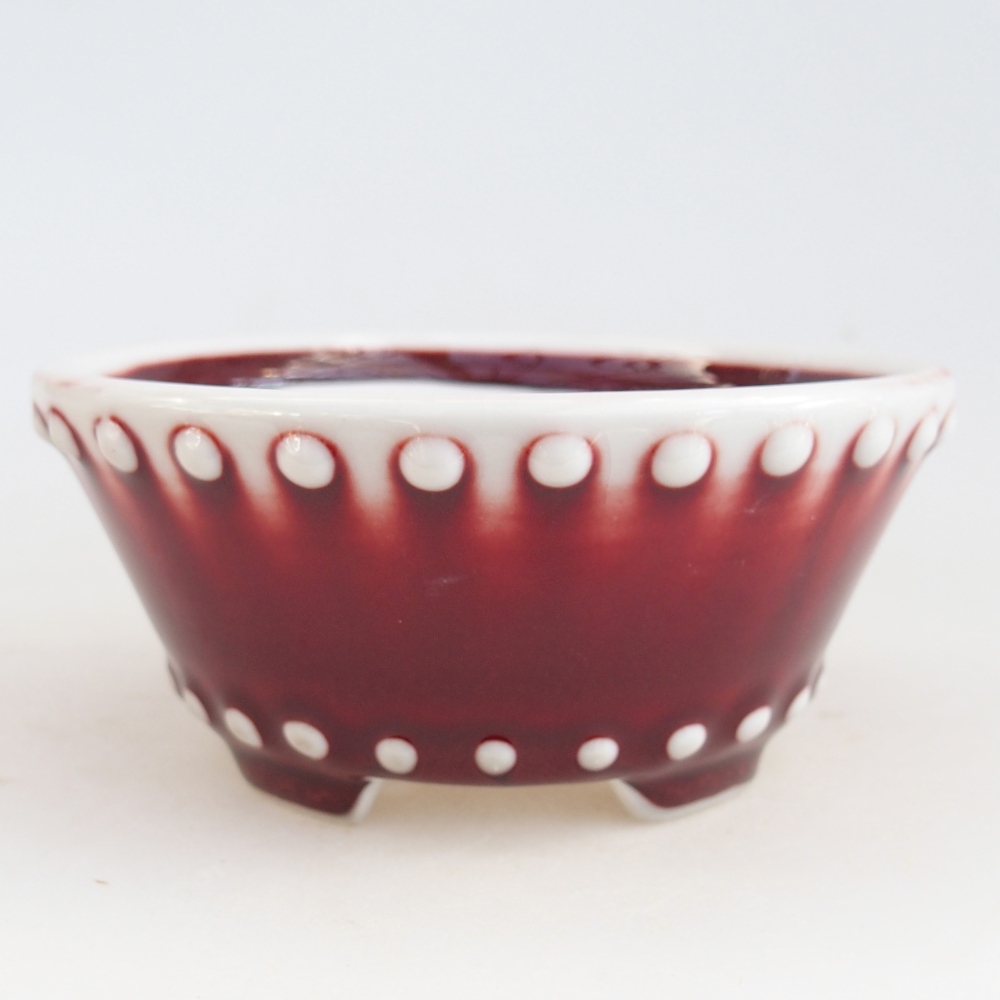 Ceramiczna miska do bonsai 10,5 x 10,5 x 5 cm, kolor czerwony