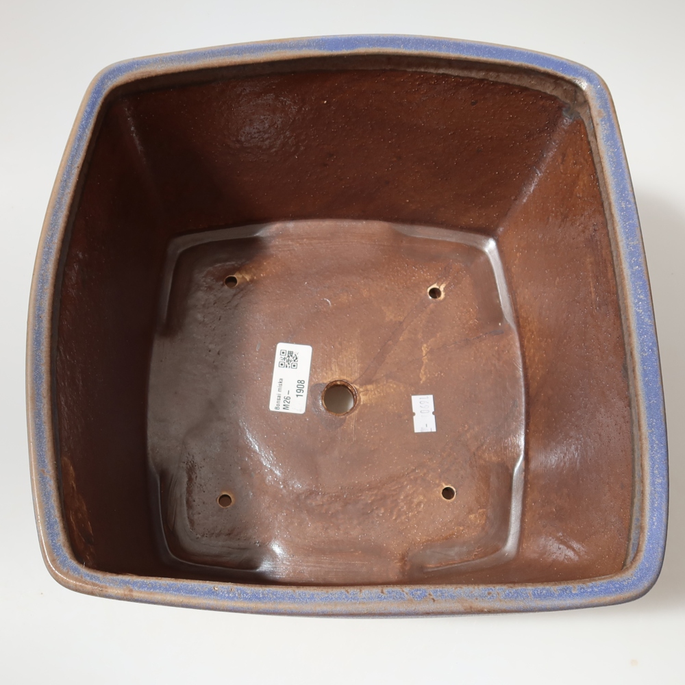 Ceramiczna miska do bonsai 26,5 x 26,5 x 15,5 cm, kolor niebieski